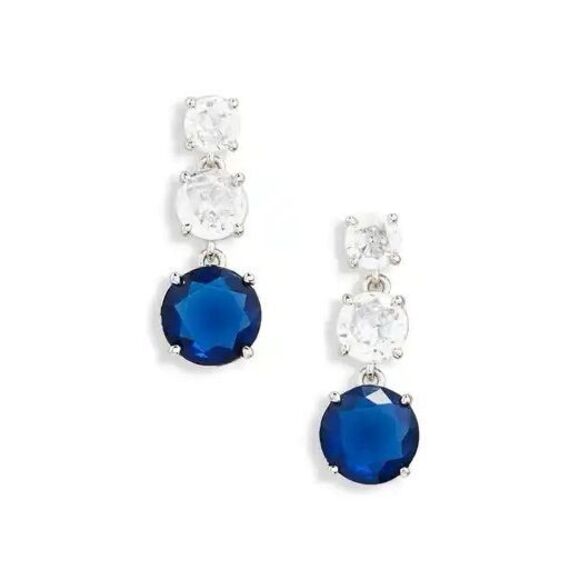 Nadri Jewelry - Nadr sapphire blue color triple cubic zirconia dangle earrings